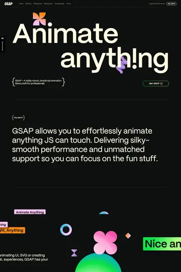GSAP website homepage
