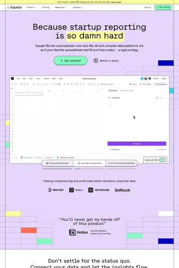 Equals website homepage