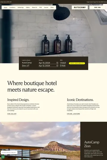 AutoCamp website homepage