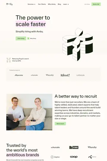 Amby website homepage