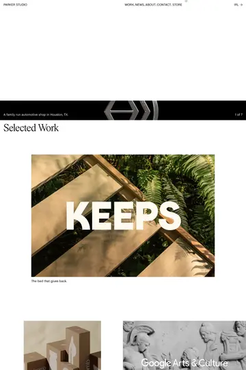 Parker Studio website homepage