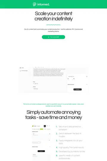 Informed website homepage