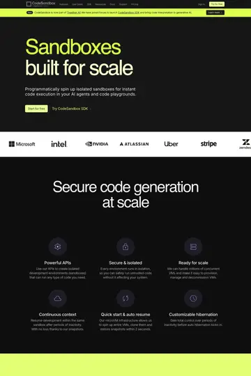 CodeSandbox website homepage