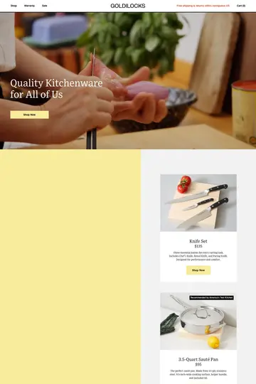 Cook Goldilocks website homepage