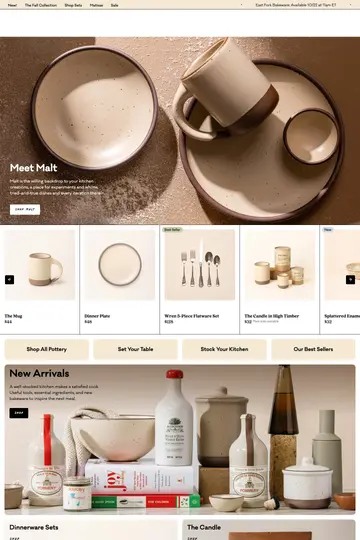 East Fork Pottery website homepage
