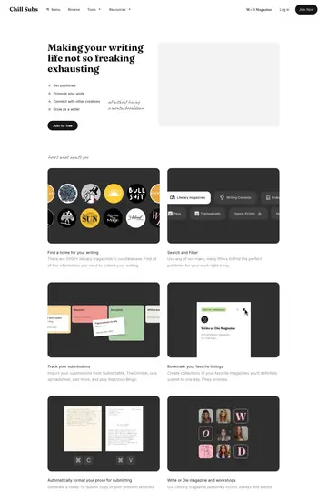 Chill Subs website homepage