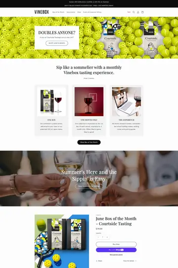Vinebox website homepage