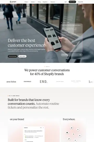 Gorgias website homepage