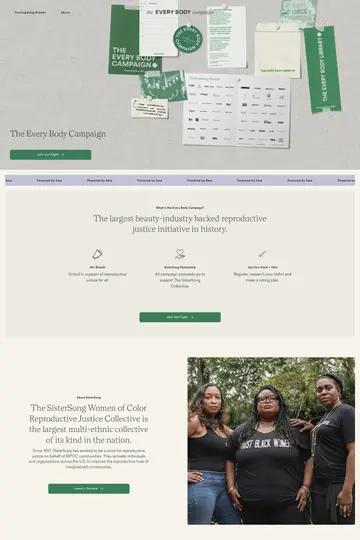 The Every Body Campaign website homepage
