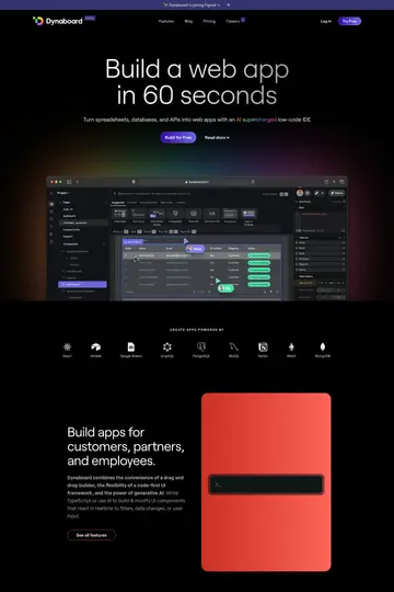 Dynaboard website homepage