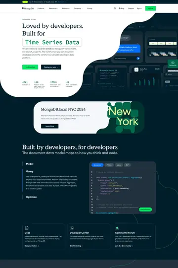 MongoDB website homepage