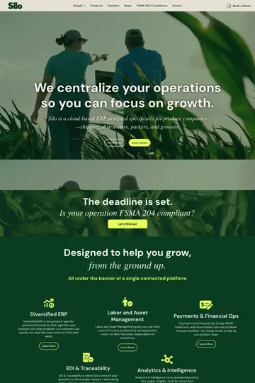 Silo website homepage