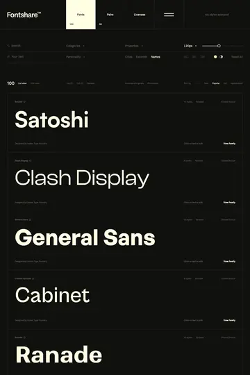 Fontshare website homepage