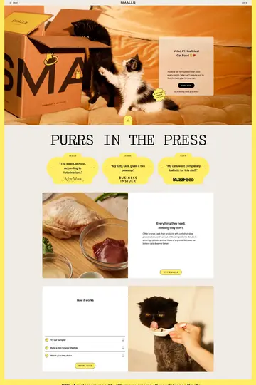 Smalls website homepage