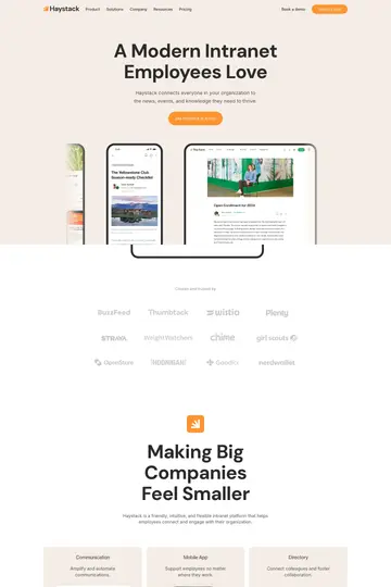 Haystack website homepage