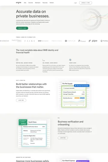 Enigma website homepage
