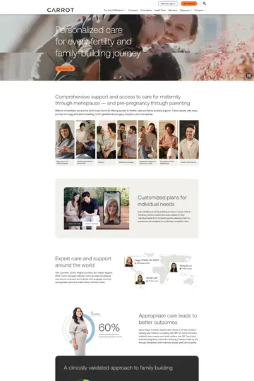 Carrot Fertility website homepage
