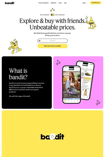 Bandit website homepage