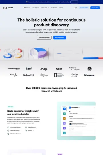 Maze website homepage
