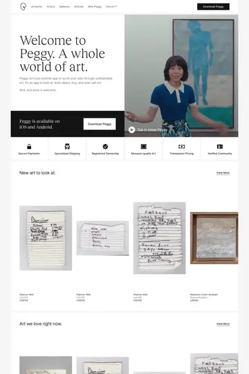 Peggy website homepage