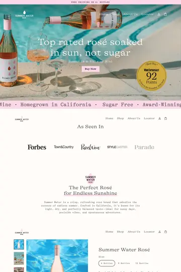 Summer Water website homepage