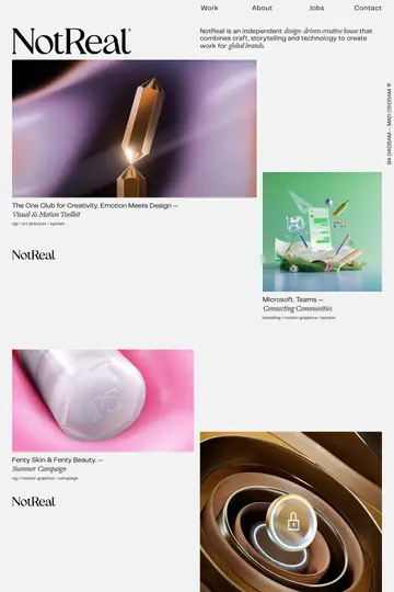 NotReal website homepage