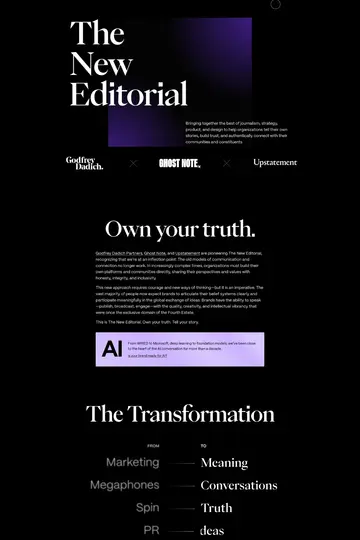 The New Editorial website homepage
