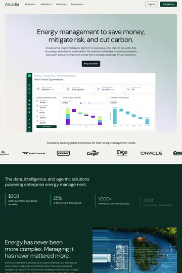 Arcadia website homepage