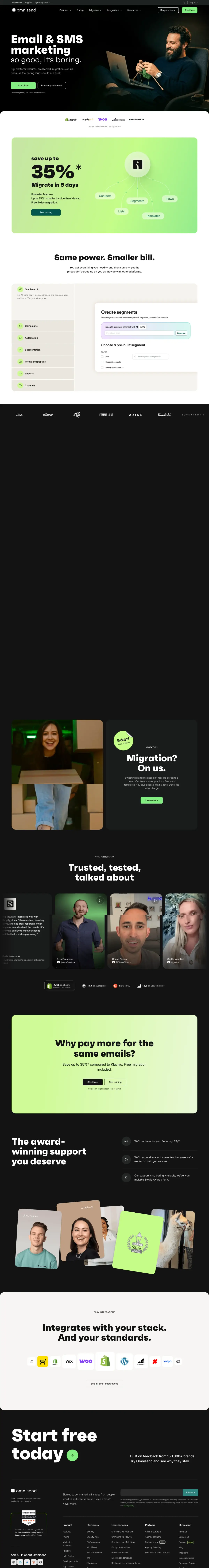 Full-page screenshot of the Omnisend website