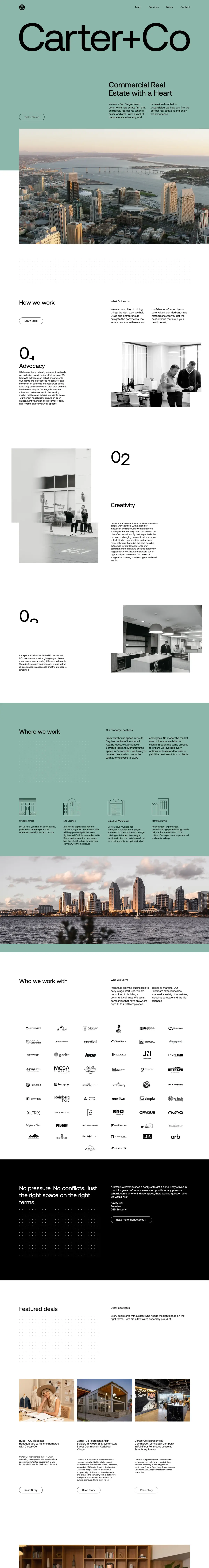 Full-page screenshot of the Carter + Co website