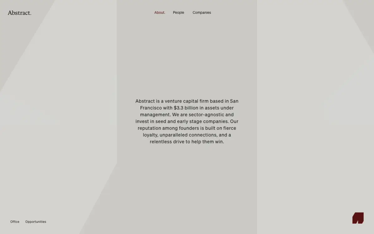 Full-page screenshot of the Abstract website