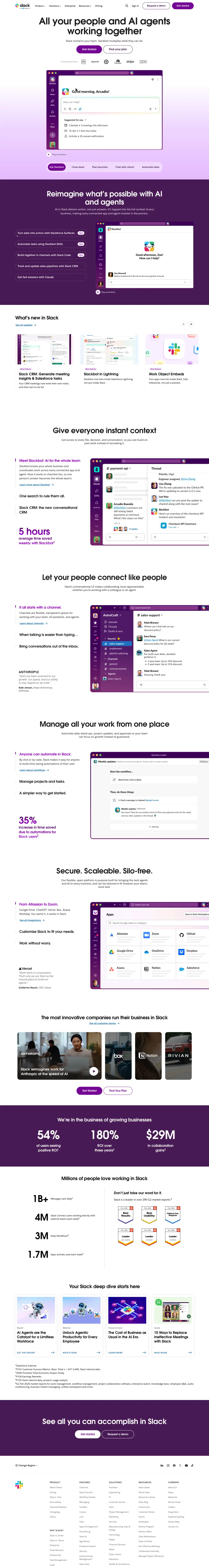 Full-page screenshot of the Slack website