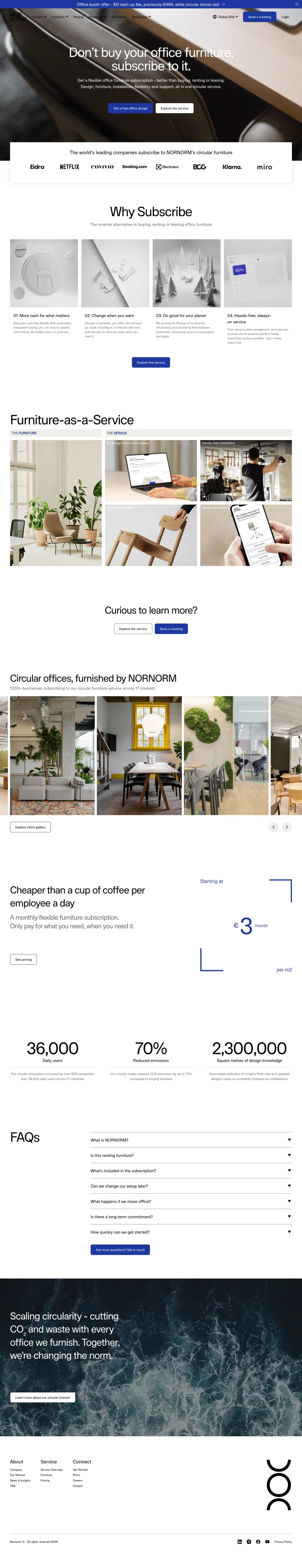 Full-page screenshot of the NORNORM website