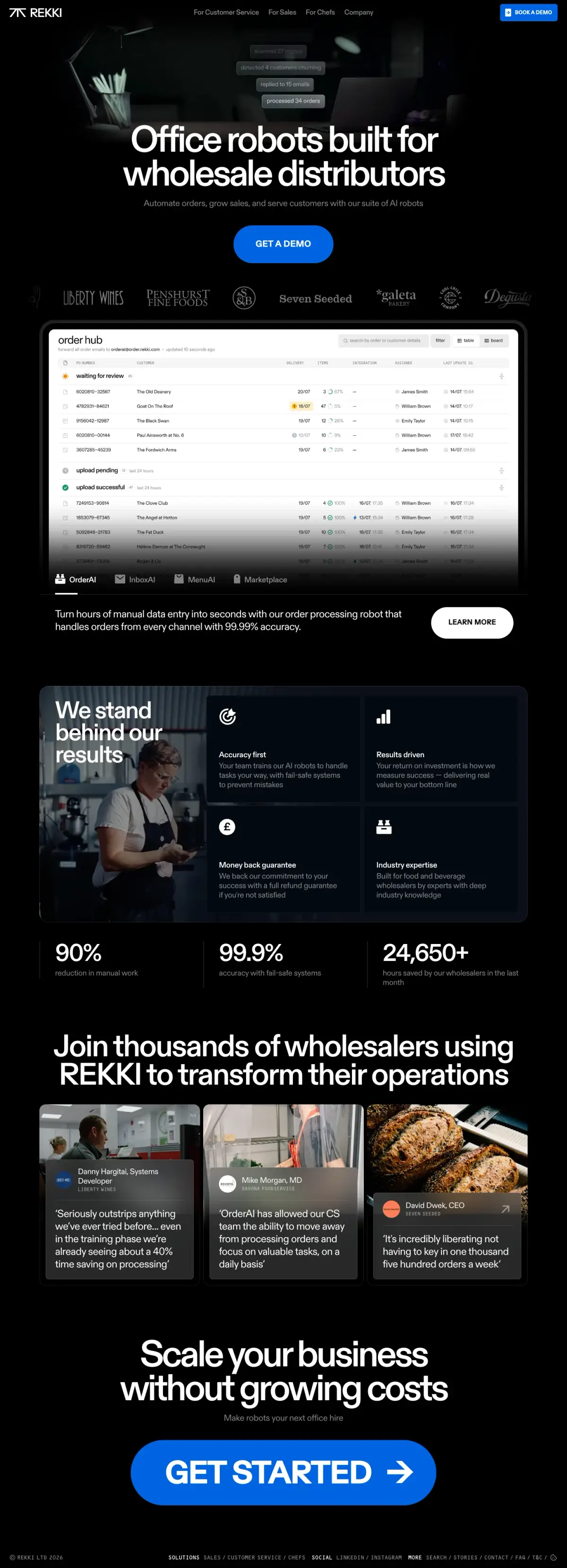 Full-page screenshot of the REKKI website