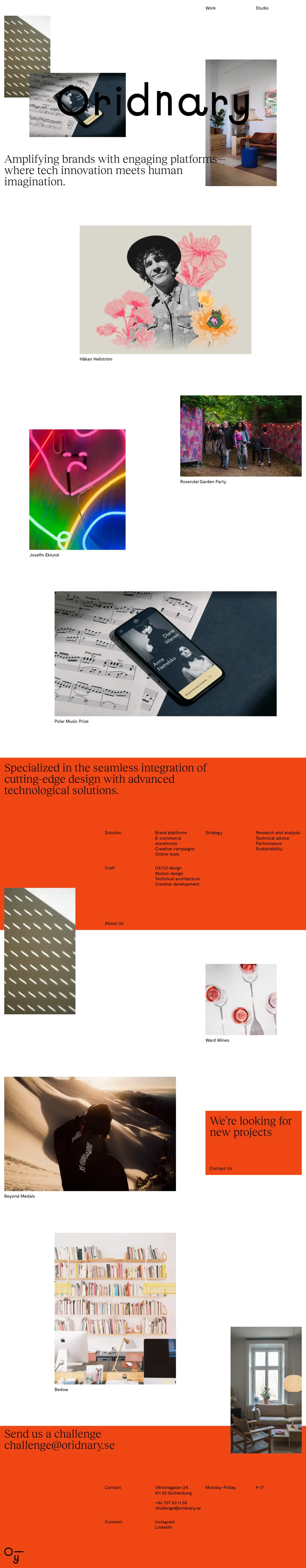 Full-page screenshot of the Oridnary website