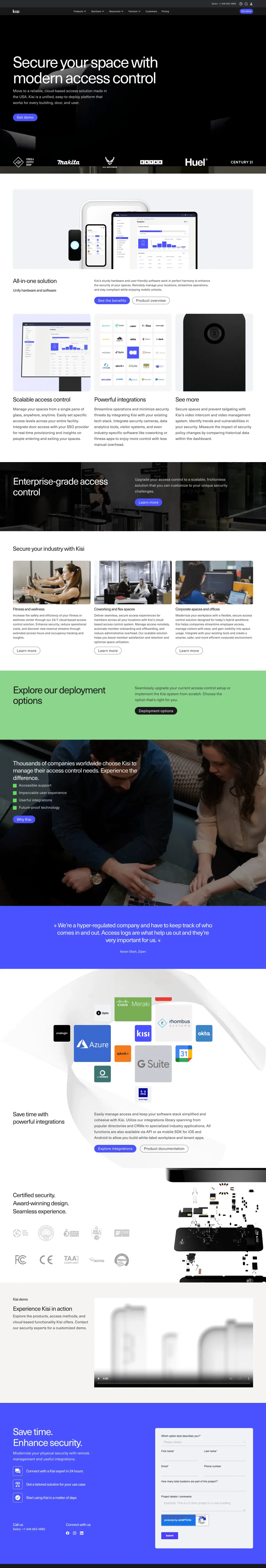 Full-page screenshot of the Kisi website