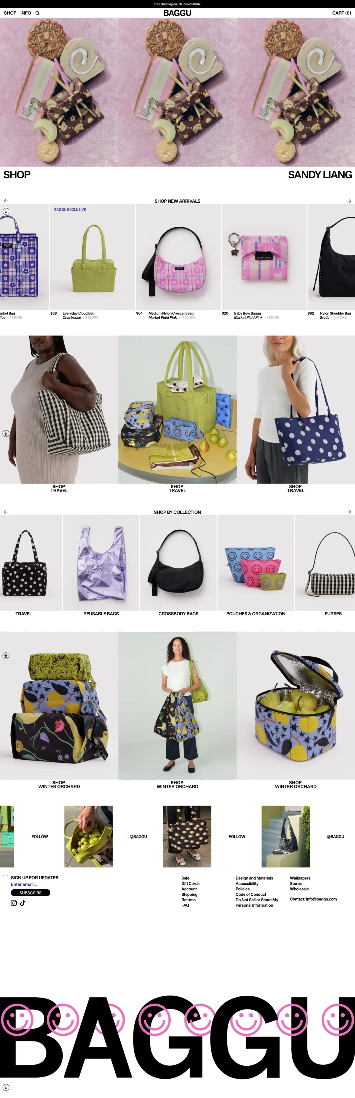Full-page screenshot of the BAGGU website