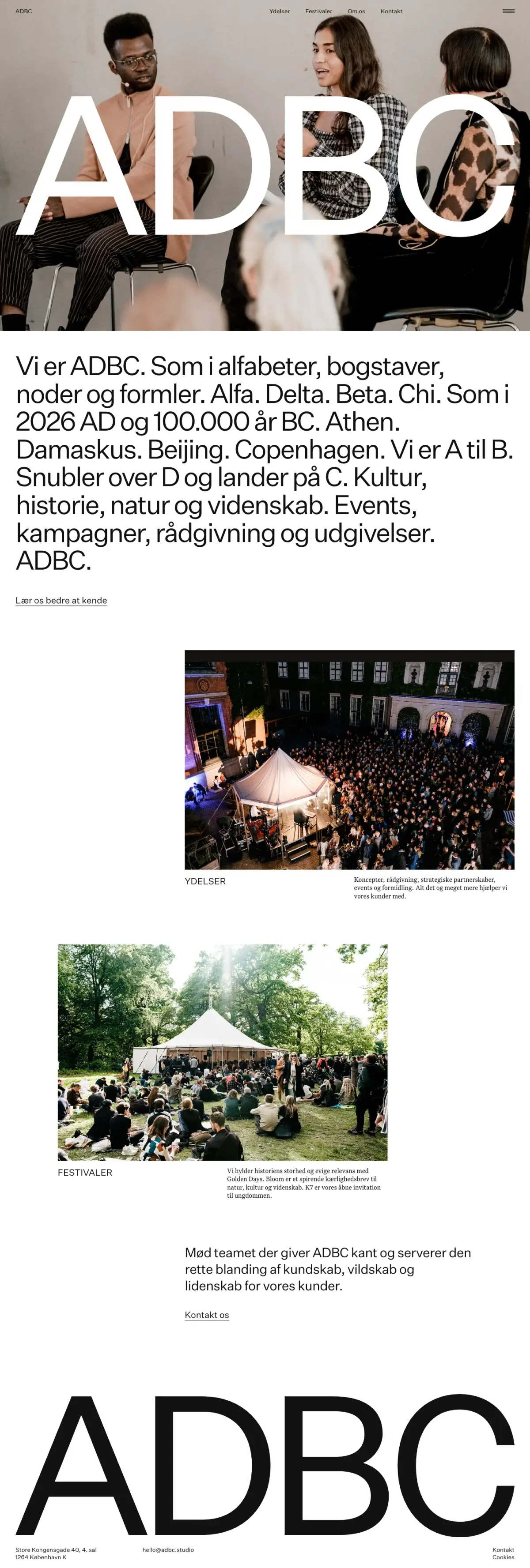 Full-page screenshot of the ADBC website