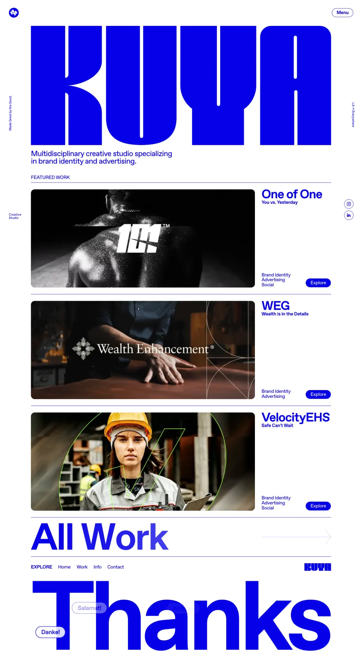 Full-page screenshot of the Kuya website