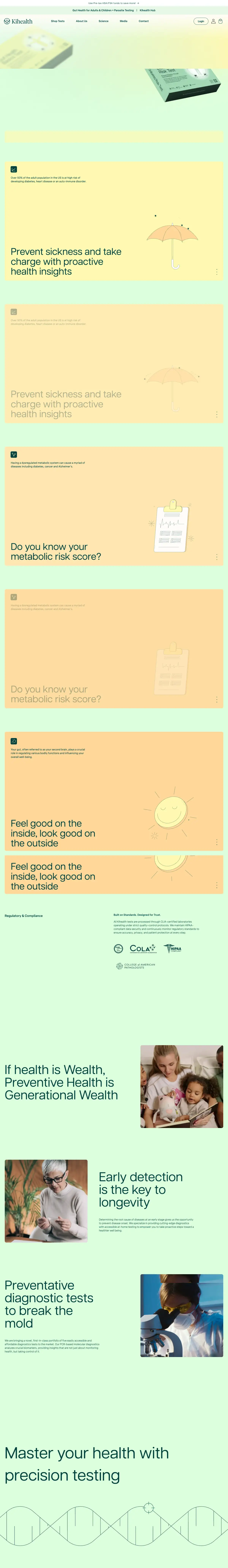 Full-page screenshot of the Ki Health website