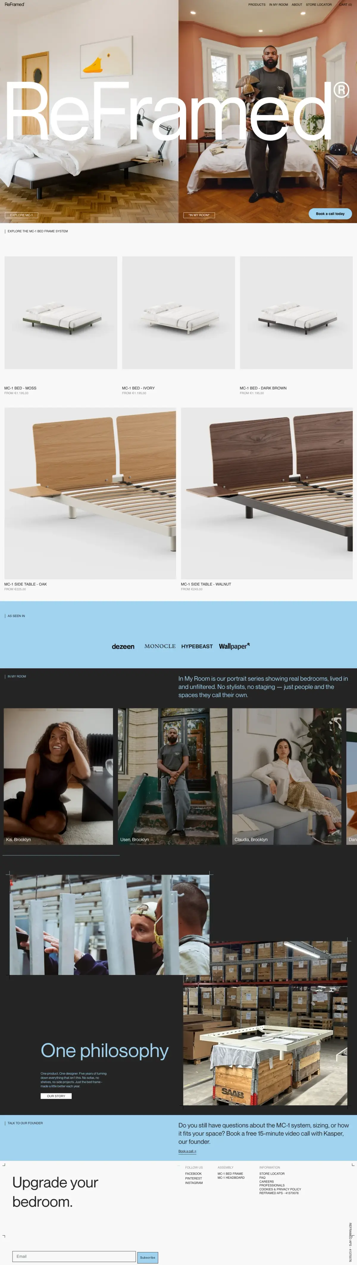 Full-page screenshot of the ReFramed website