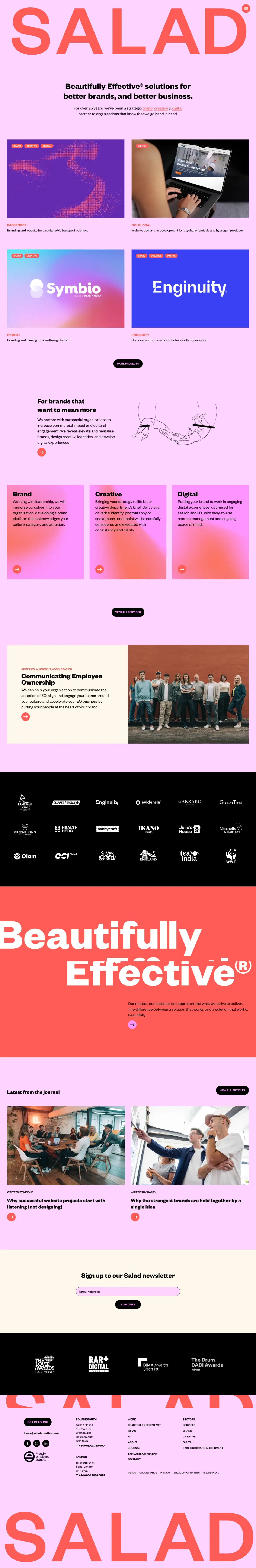 Full-page screenshot of the Salad Creative website
