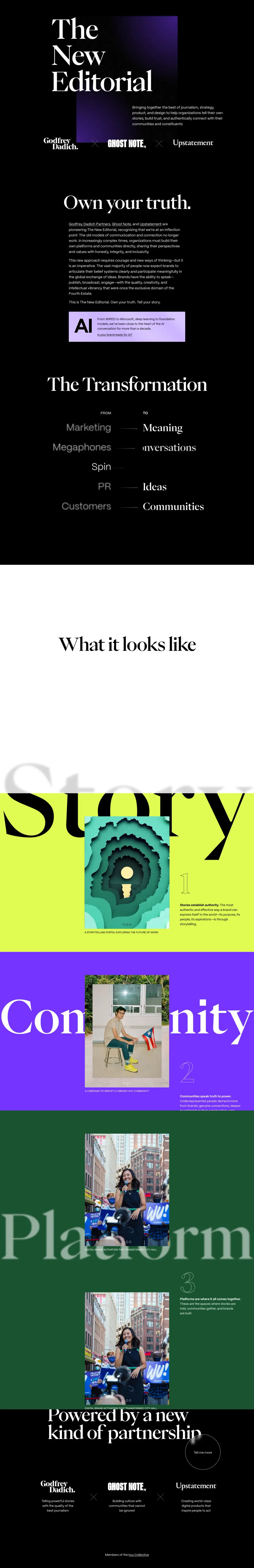 Full-page screenshot of the The New Editorial website