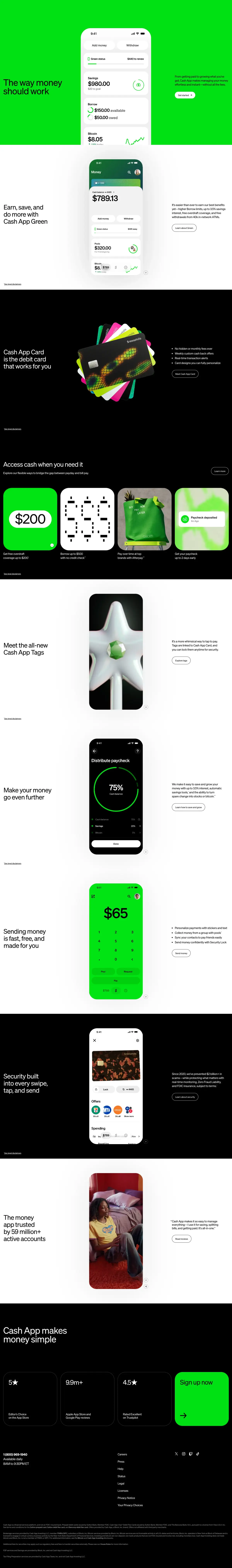 Full-page screenshot of the Cash App website