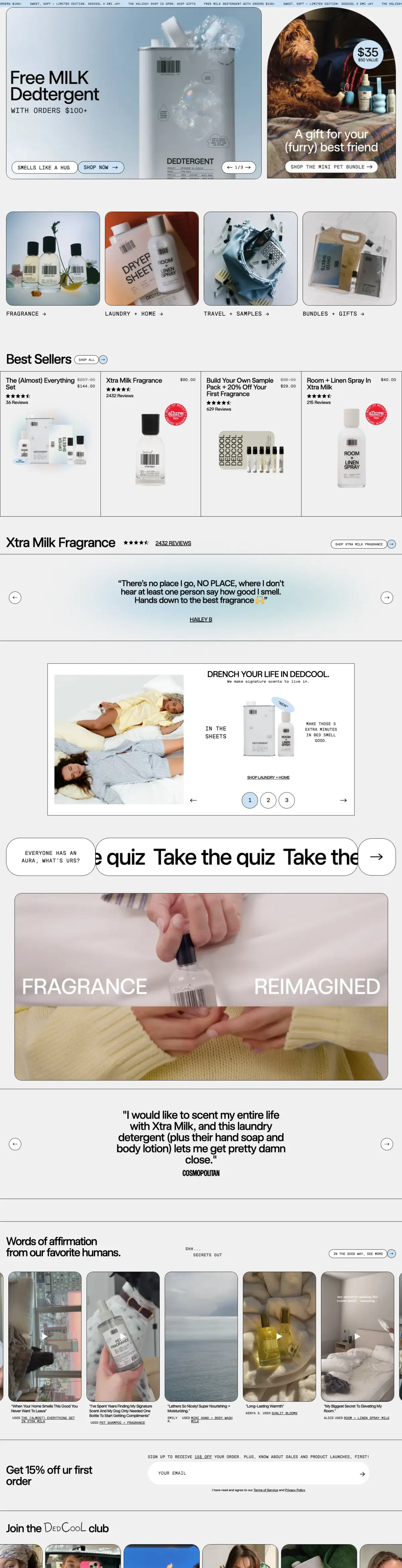 Full-page screenshot of the DedCool website