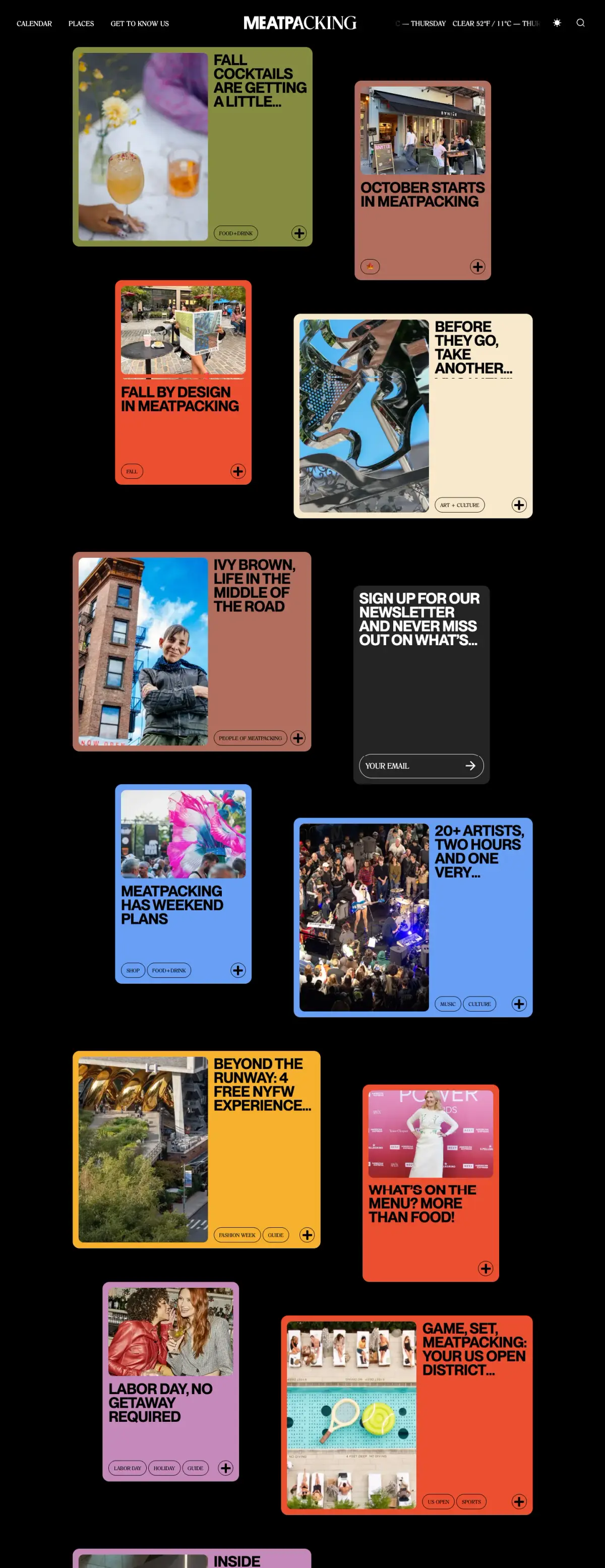 Full-page screenshot of the Meatpacking District website