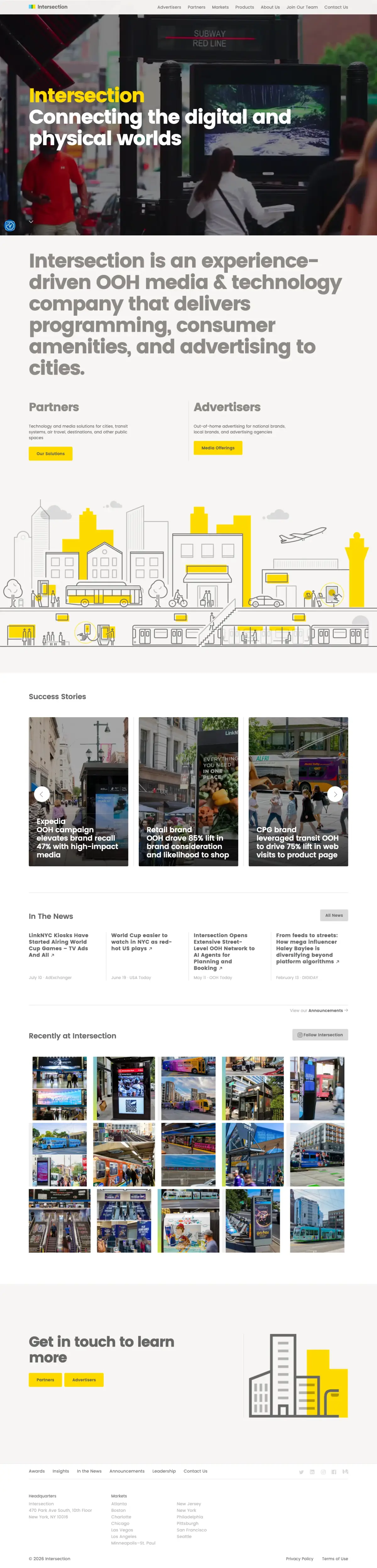 Full-page screenshot of the Intersection website