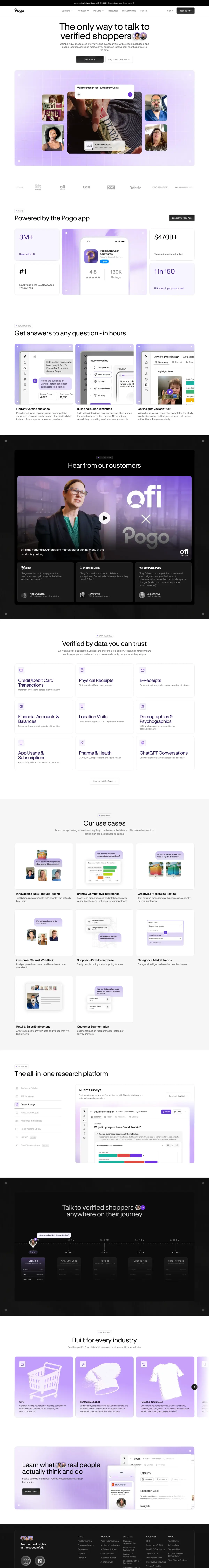 Full-page screenshot of the Pogo website