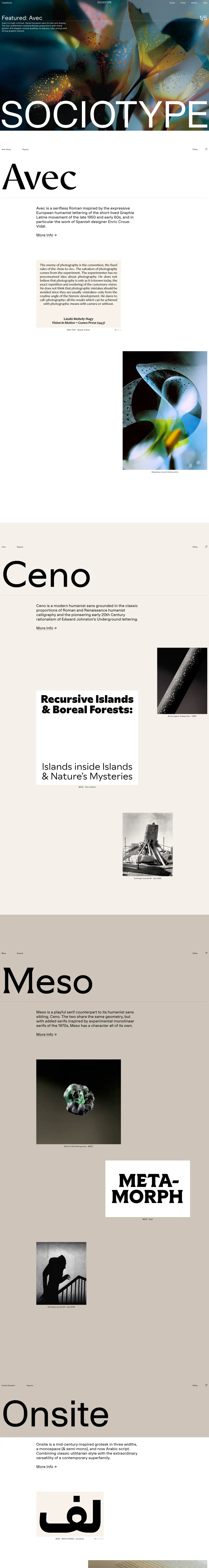 Full-page screenshot of the Socio Type website