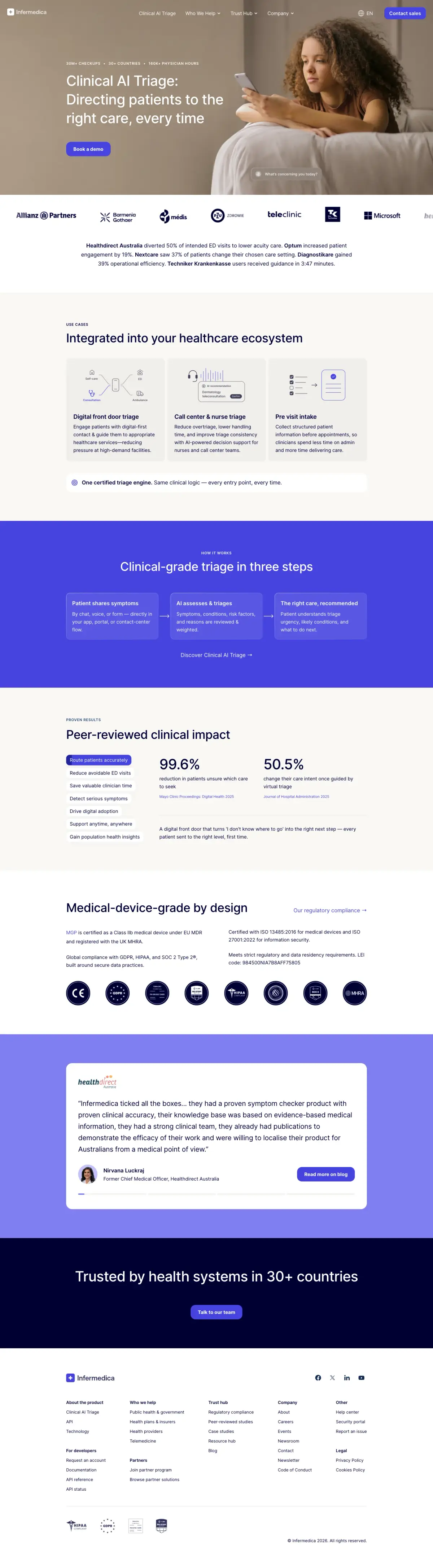 Full-page screenshot of the Infermedica website